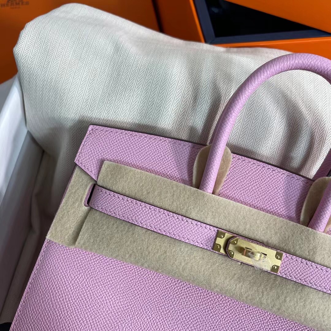 Hermes Birkin 25CM Epsom Leather Handbag Pink Purple 